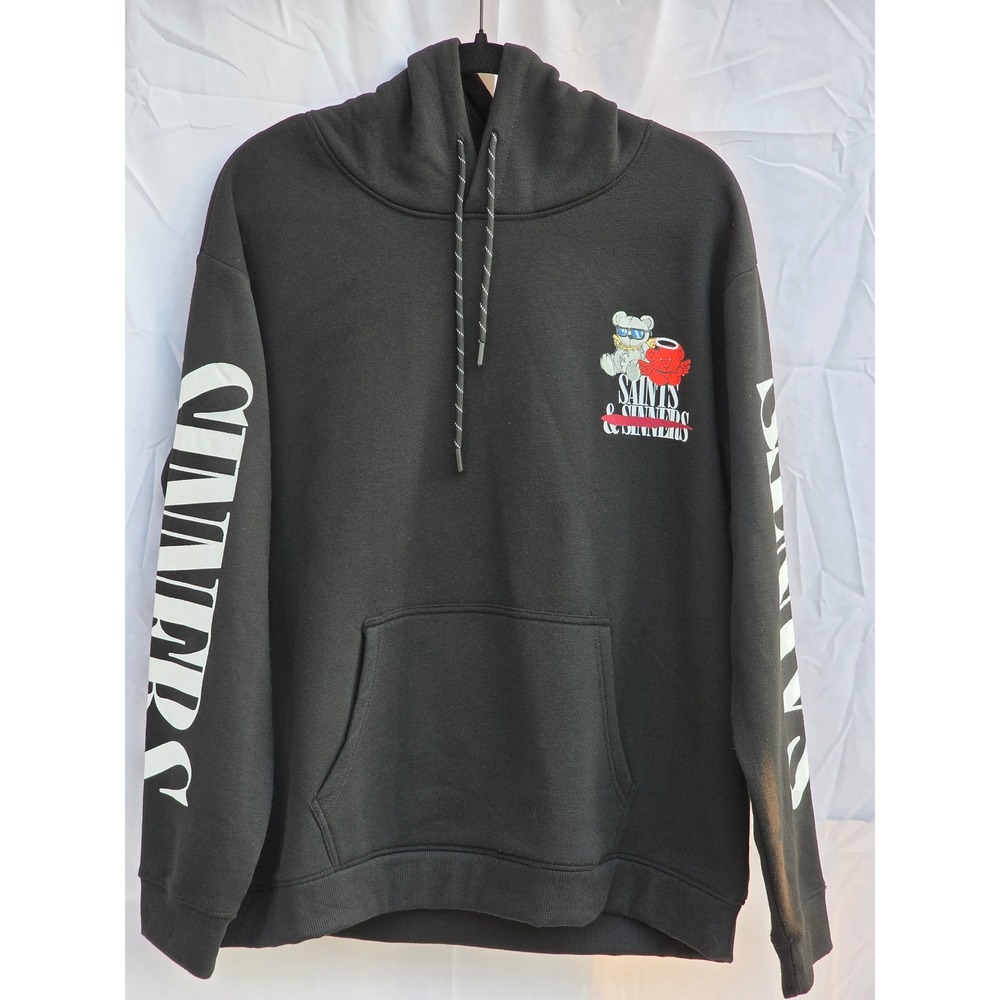 RGSTR Saints & Sinners Black Graphic Hoodie Mens Large Teddy Bear Streetwear